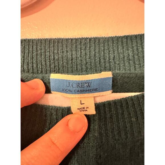 J. Crew Soft 100% Cashmere Teal Green Unisex Crew Neck Pullover Sweater Size L - Picture 3 of 6